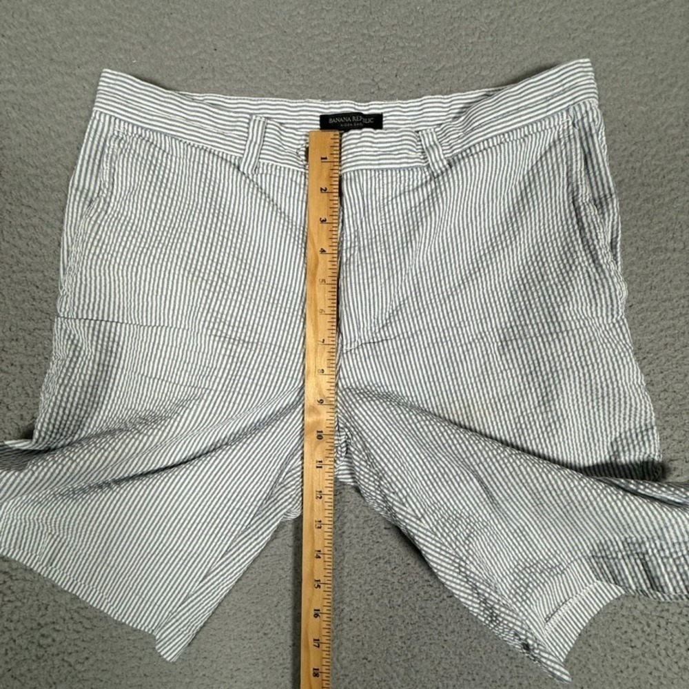 Banana Republic Shorts Mens 31 Blue Striped Seersucker 100% Cotton Casual Preppy - Picture 7 of 12
